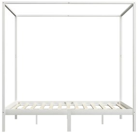 Cadru pat cu baldachin, alb,160 x 200 cm, lemn masiv de pin Alb, 160 x 200 cm