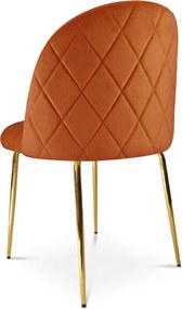 Scaun de dining INCA VELVET cu picioare aurii, teracota