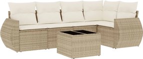 vidaXL Set canapele de grădină cu perne, 6 piese, bej, poliratan