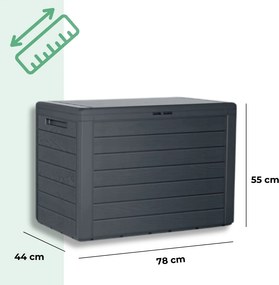 Cutie de depozitare WOODEBOX, 190L, 78x44x55cm, antracit Prosperplast
