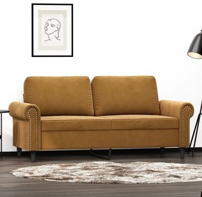 349164 vidaXL Canapea cu 2 locuri, maro, 140 cm, catifea
