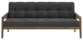 Canapea gri extensibilă cu tapițerie din catifea reiată 204 cm Grab - Karup Design