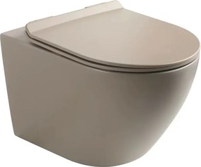 Set vas WC suspendat Rune Ivaldi bej-cappuccino finisaj mat cu capac slim
