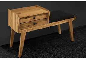 Bancă cu sertare din lemn de stejar cu șezut gri Retro - The Beds