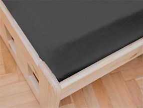 Cearsaf de pat din jerseu pentru patut copii Culoare gri inchis, 70x140 cm
