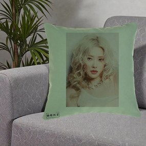 Perna Personalizata K-pop BLACKPINK Rose, 40x40 cm, Verde, Husa Detasabila, Perna Inclusa, BEKZ®