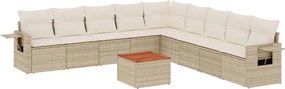 vidaXL Set canapele de grădină cu perne, 10 piese, bej, poliratan