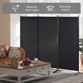 HOMCOM Paravan interior cu 3 panouri, separeu pliabil pentru spatii din metal si poliester, 253x50x182cm, bej | Aosom Romania