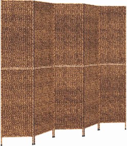 vidaXL Paravan de cameră cu 5 panouri maro, 205x180 cm, zambilă de apă