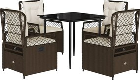 vidaXL Set mobilier de grădină, 5 piese, cu perne, maro, poliratan
