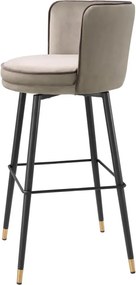 Scaun de bar pivotant design LUX Grenada, catifea Savona greige