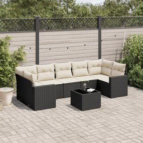 3251073 vidaXL Set mobilier de grădină cu perne, 8 piese, negru, poliratan