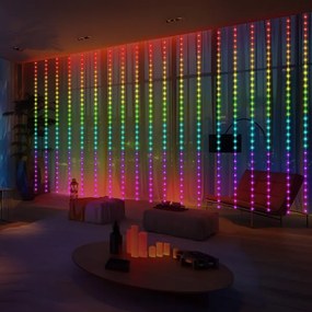 Perdea LED RGB dimabilă de Crăciun WIZARD 300xLED/USB 3x3m + telecomandă