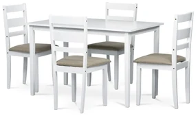 Set de sufragerie din lemn masiv cu 4 scaune,  120x 75 x 75 cm, alb