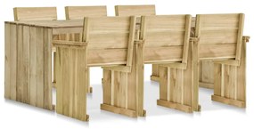 Set mobilier de exterior, 7 piese, lemn de pin tratat 7