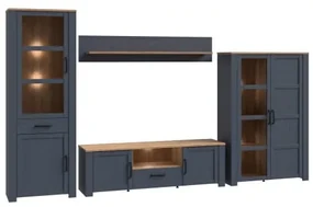 Set Living Boho Stejar Riviera Si Stejar Bleumarin, 362.5 Cm