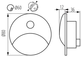 Kanlux 39137 - Lampă LED pentru trepte, rotundă, antracit, cu senzor EXIN, 2,5W/230V, 4000K, IP65