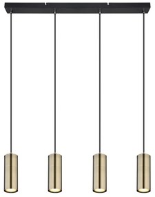 Lustra cu 4 pendule design modern ROBBY negru mat, alama mat