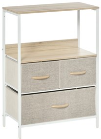HOMCOM Comodă mobilier de depozitare cu 3 sertare material textil, raft și blat superior, 58L x 29l x 81,5H cm | Aosom Romania