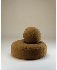 Fotoliu puf pentru copii maro cu tapițerie din țesătură bouclé Round – Wigiwama