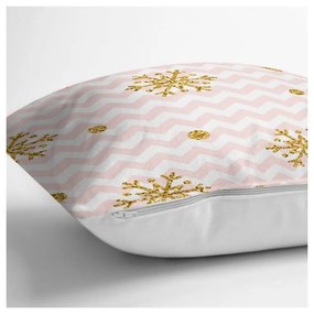 Față de pernă cu model de Crăciun Minimalist Cushion Covers Golden Snowflakes, 42 x 42 cm