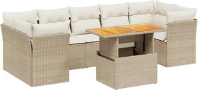 vidaXL Set canapele de grădină, 8 piese, cu perne, bej, poliratan