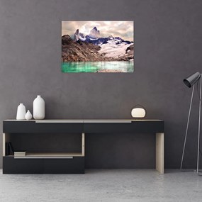 Tablou pe sticlă cu lac montan (70x50 cm)