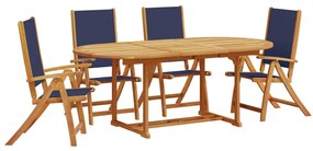 3279300 vidaXL Set mobilier de grădină, 5 piese, lemn masiv acacia/textilenă