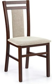 Scaun tapitat HUBERT 8, bej/nuc, stofa clasica/lemn, 45x51x90 cm