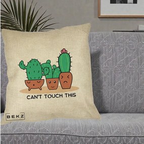 Perna Decorativa Cactus Funny Can't Touch This, 40x40 cm, Crem, Husa Detasabila, Perna Inclusa, BEKZ®