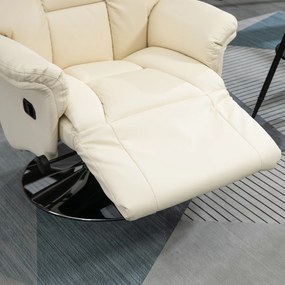 HOMCOM Fotoliu de relaxare reclinabil și pivotant, cu picioare reglabile, capacitate 150 kg, ideal pentru salon sau dormitor, crem | Aosom Romania