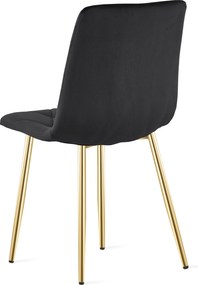 Negru scaun bucatarie LIBRA din catifea cu picioare aurii