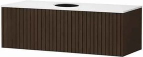 Set dulap baza suspendat KolpaSan Orphia riflat 1 sertar 100 cm finisaj grafit negru cu blat Kerrock