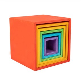 Jucărie din lemn Montessori cutie curcubeu