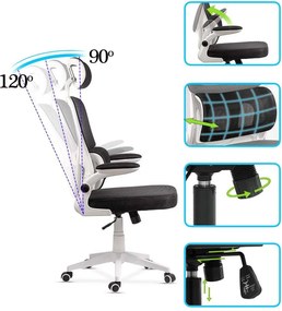Scaun ergonomic OFF 432 gri, suport lombar și brațe rabatabile