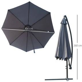 Outsunny Umbrelă de Grădină Deluxe cu Braț Inclinabil și Manivelă, Diametru 3m, Protecție UV, Ideală pentru Patio, Bej | Aosom Romania