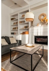 Pendul BOHO pe cablu, 1x E27, 60W, 230V, Ø 20 cm, alb/iută