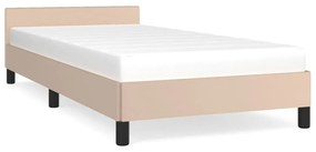 347482 vidaXL Cadru de pat cu tăblie, cappuccino, 90x200 cm, piele ecologică