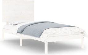 vidaXL Cadru de pat single, alb, 90x190 cm, lemn masiv