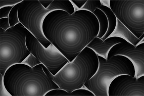 Tablou cu inimile alb - negre (90x60 cm)
