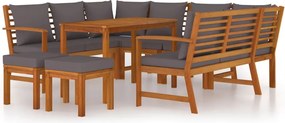 vidaXL Set mobilier de grădină cu perne, 9 piese, lemn masiv de acacia