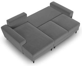 Colțar gri deschis extensibil, cu spațiu de depozitare cu tapițerie din catifea (cu colț pe partea stângă, cu șezlong) Kyoto – Cosmopolitan Design