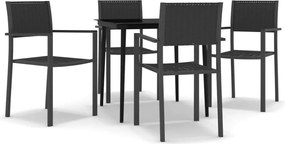 vidaXL Set de servit masa pentru grădină, 5 piese, negru
