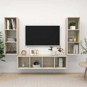 vidaXL Set de dulapuri TV, 3 piese, stejar sonoma, lemn prelucrat
