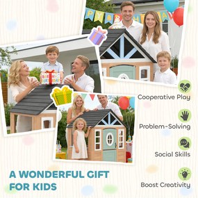 AIYAPLAY Căsuță de exterior și interior din lemn cu ușă pentru animale de companie Bucătărie de jucărie Ușă pe jumătate Lemn Natural | Aosom Romania