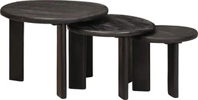 vidaXL Mese de Cafea Nesting 3 pcs Alb Lemn de mango solid