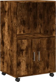 vidaXL Dulap cu roți, stejar fumuriu, 55x40x91 cm, lemn prelucrat