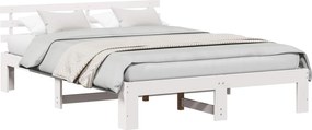 vidaXL Cadru de pat cu headboard Alb 150 x 200 cm Lemn de pin masiv