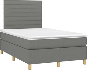 vidaXL Pat box spring cu saltea, gri închis, 120x190 cm, textil