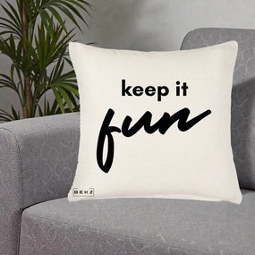 Perna Decorativa Keep It Fun, 40x40 cm, Crem Reliefat, Husa Detasabila, Perna Inclusa, BEKZ®